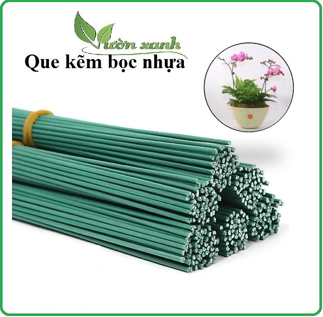 1kg -Cây kẽm bọc nhựa uốn cành lan, que cắm cành lan hồ điệp que uốn cành lan (nâu/ xanh lõi trắng)
